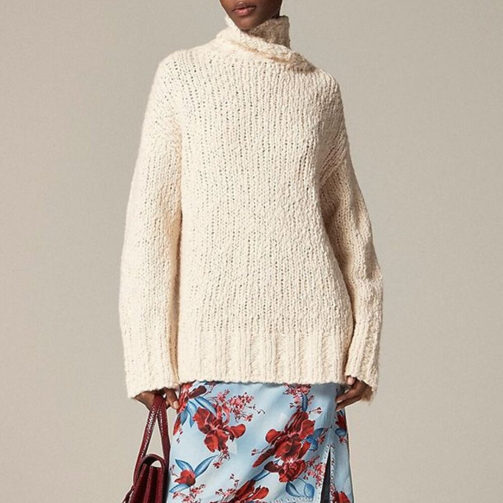 NWOT J. Crew Oversized turtleneck sweater in textured yarn, XS-S - Picture 2 of 3